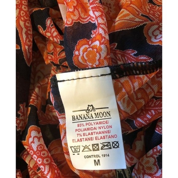 Banana Moon Womens Floral Black & Orange 3/4 Sleeve Boho Dress Nylon Blend M - Picture 6 of 6